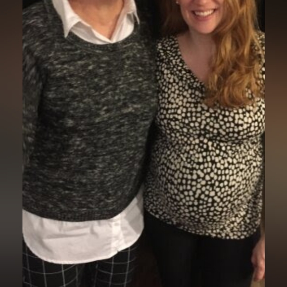 Sharp Verve Ami Faux Button Up White Shirt/B&W Sweater One Piece - Picture 2 of 6